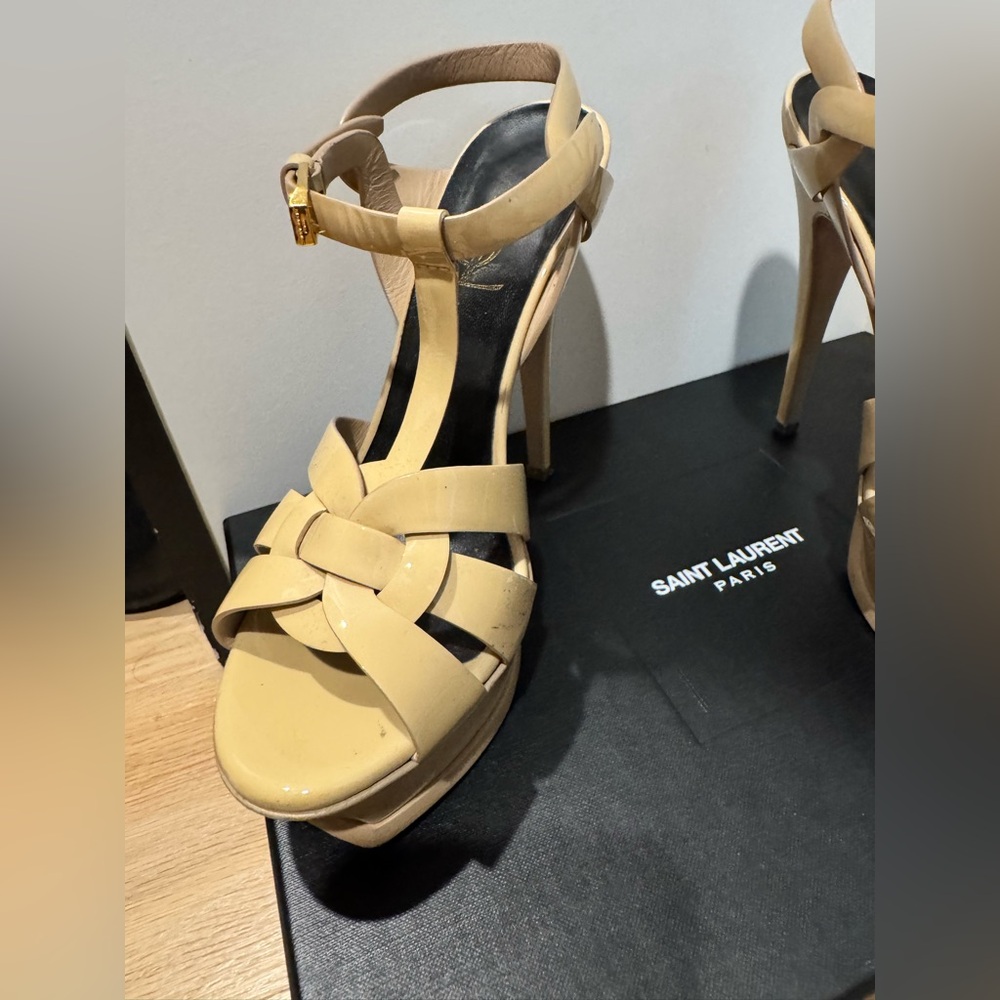 statement piece Saint Laurent Beige TRIBUTE Heels size 5.5 ysl - Picture 5 of 8